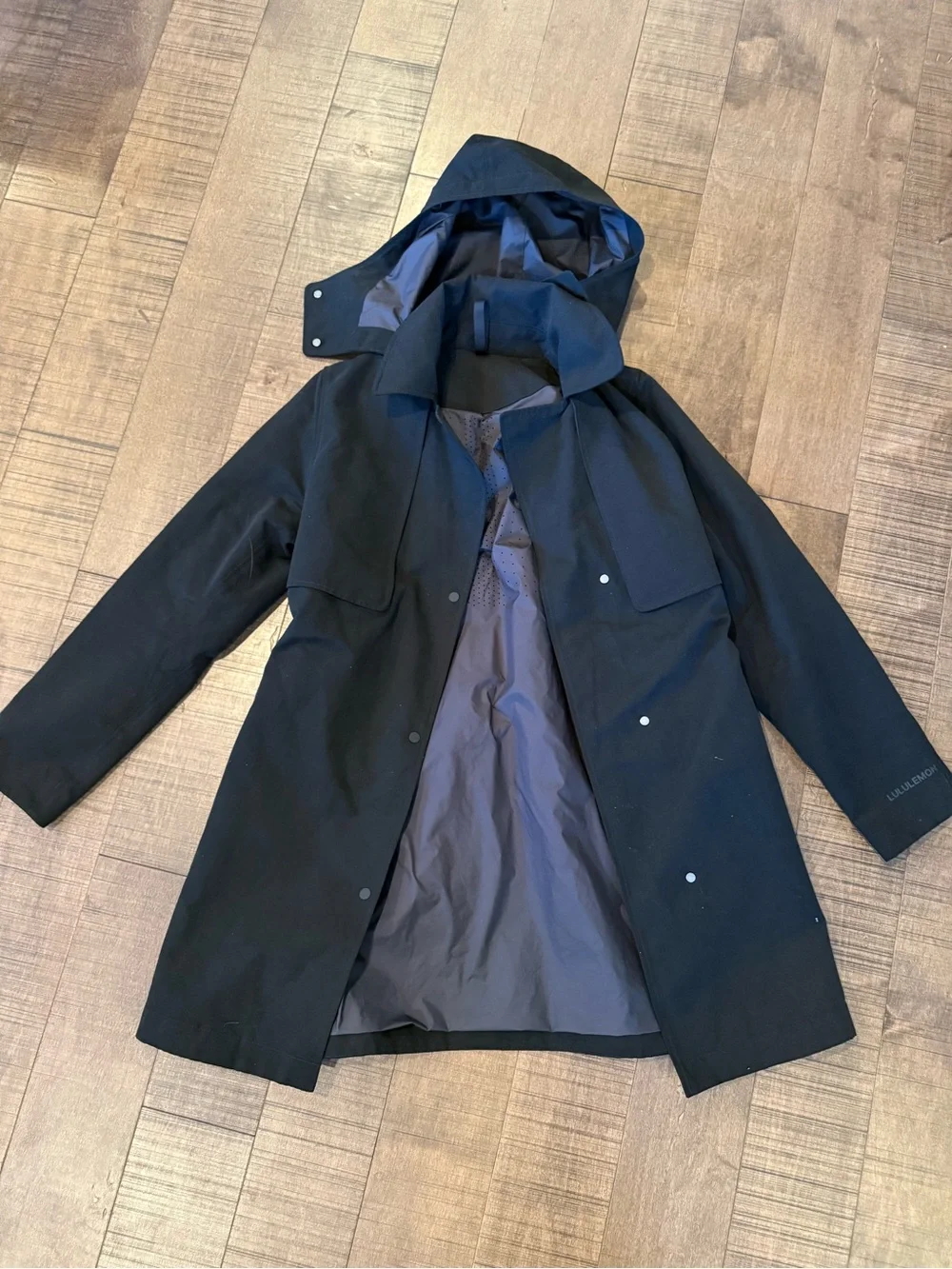 lululemon Black Hooded Trench Coat 6